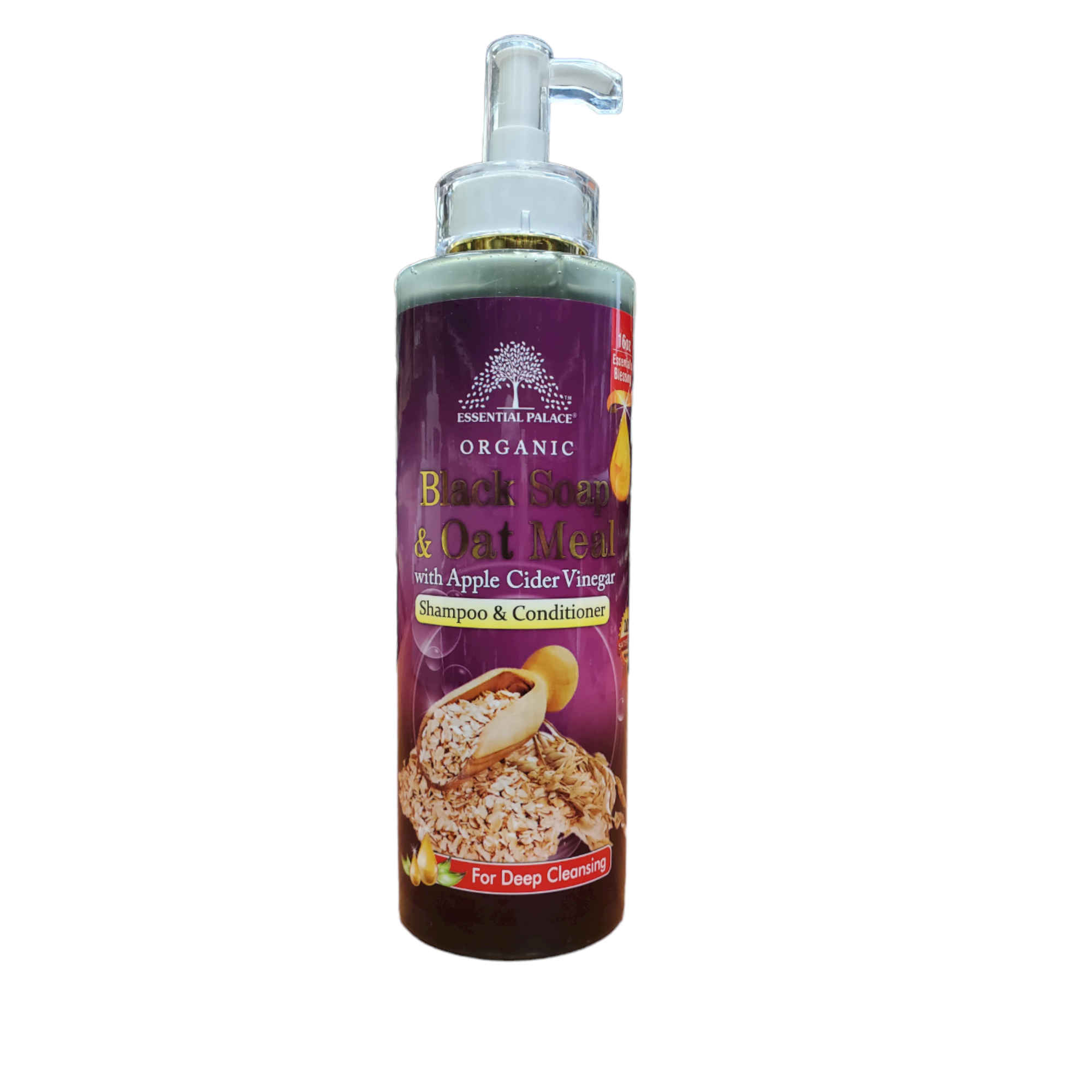 Essential Palace Black Soap Shampoo and Conditioner with Oat Meal and Apple Cider Vinegar, For Deep Cleansing, Organic, 16 OZ