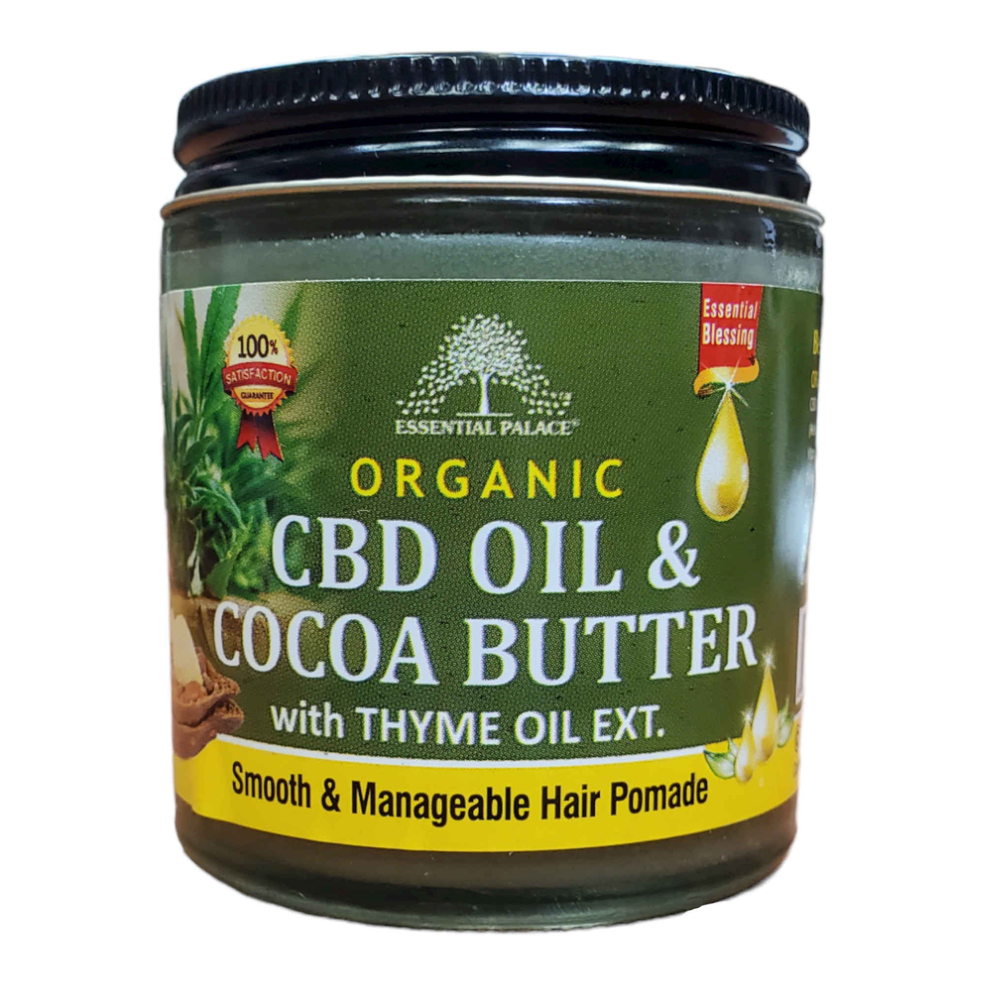 Essential Palace CBD Oil Hair Pomade with Cocoa Butter and Thyme Oil Extract, For Smooth and Manageable Hair