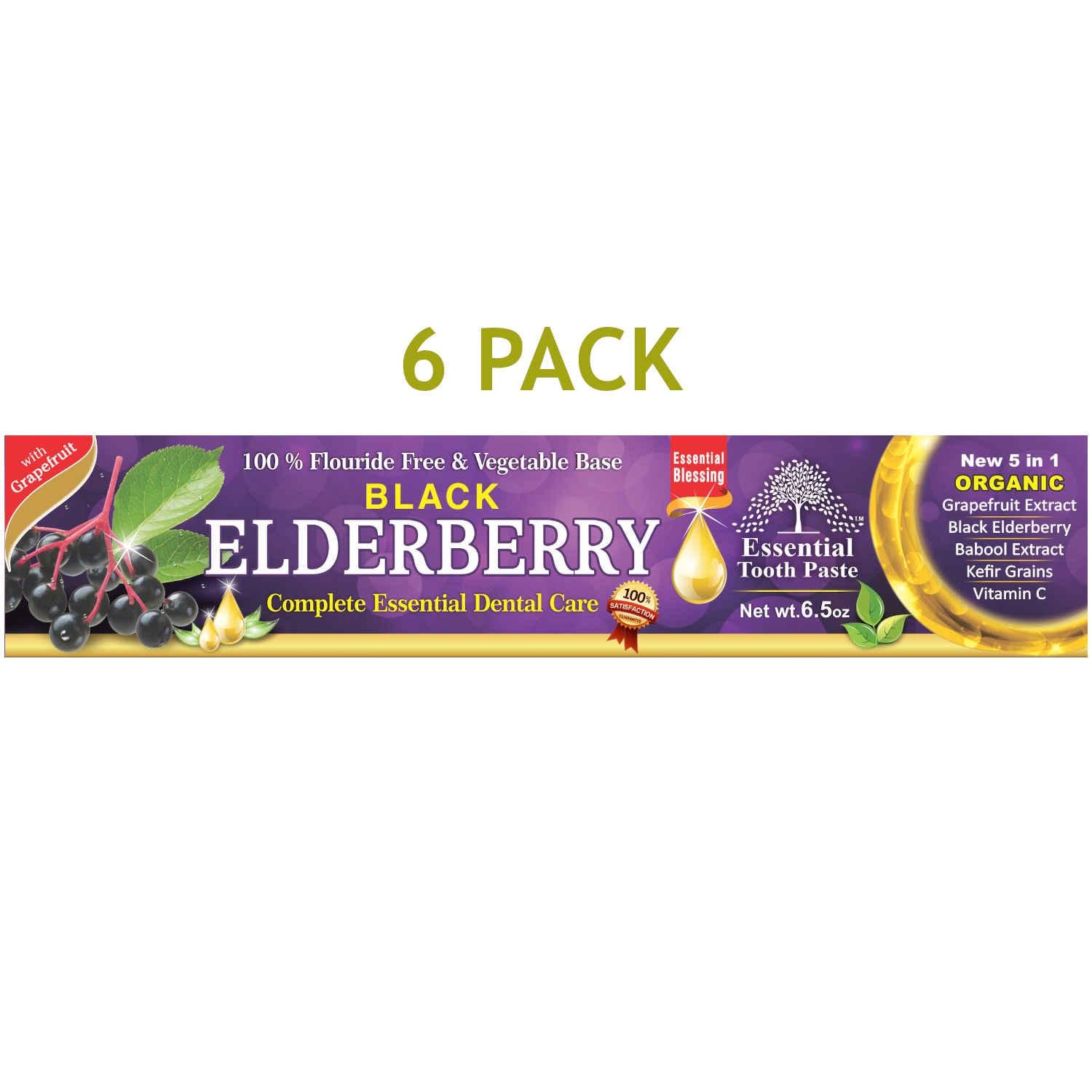 Essential Palace - Organic Elderberry Toothpaste - Refreshing - Fluoride Free - Vegetable Base - 5 IN 1 Organic Ingredients - 6.5 OZ 1 Pack
