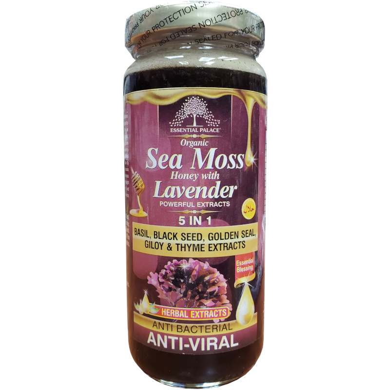 Essential Palace Organic Sea Moss Honey With Lavender, 5 IN 1, Anti Bacterial, Anti Viral 16 OZ